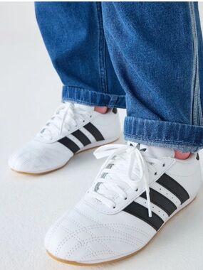 adidas White and Black Women's Sneakers with Gum Sole